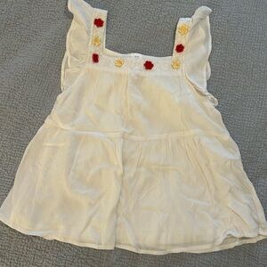 Kids White Blouse with Floral Accents